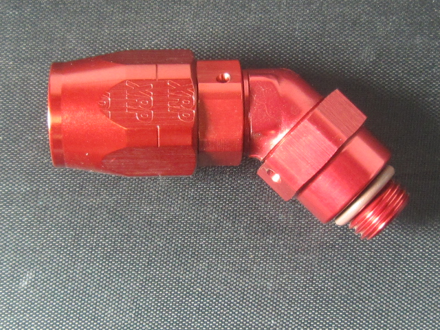 (image for) -12 45º Double Swivel Hose End to -12 Male Flare - Aluminum
